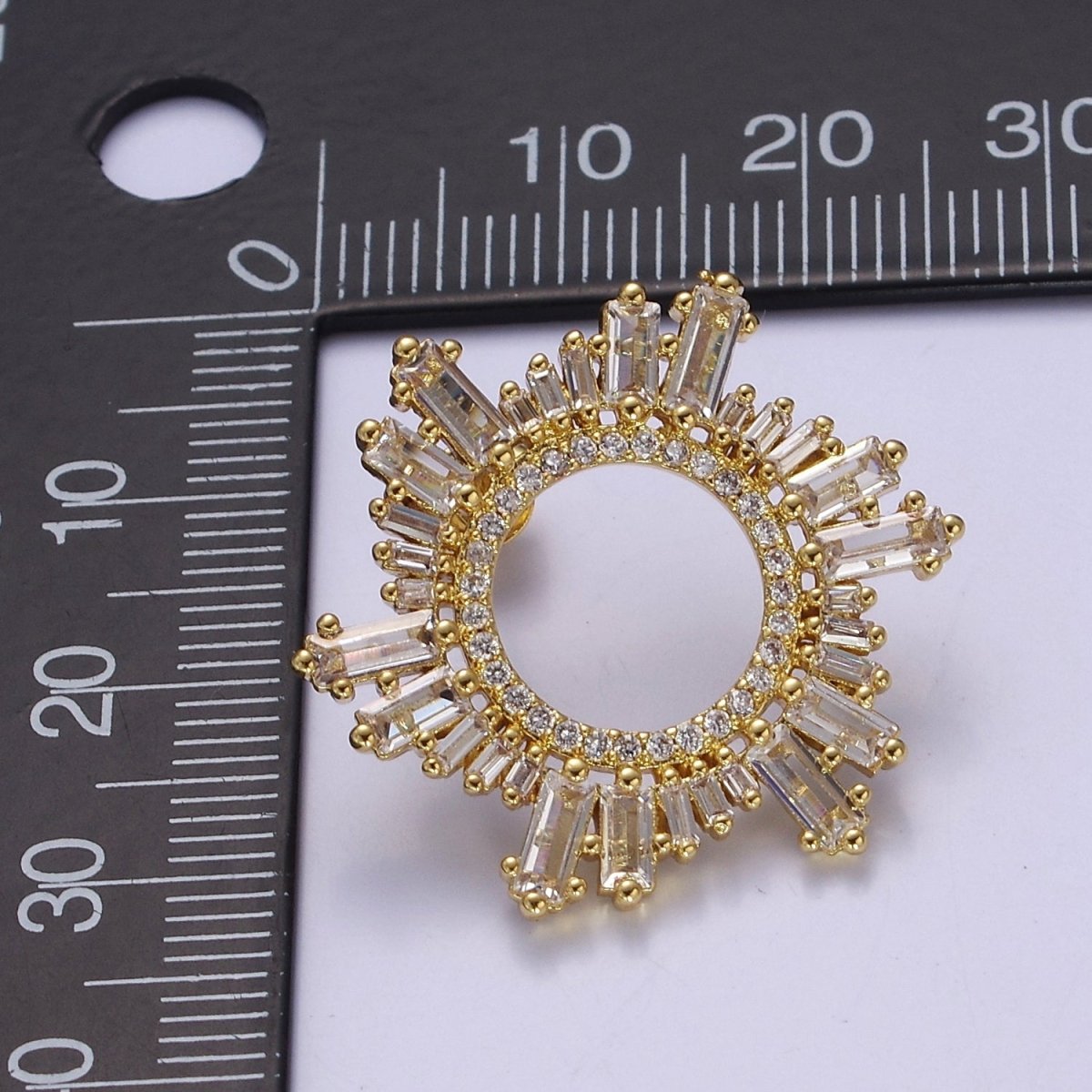 Sunburst Stud Earrings, Sun Ray Stud Earrings, CZ Sunburst Celestial Earring in Gold Filled / Silver V-134