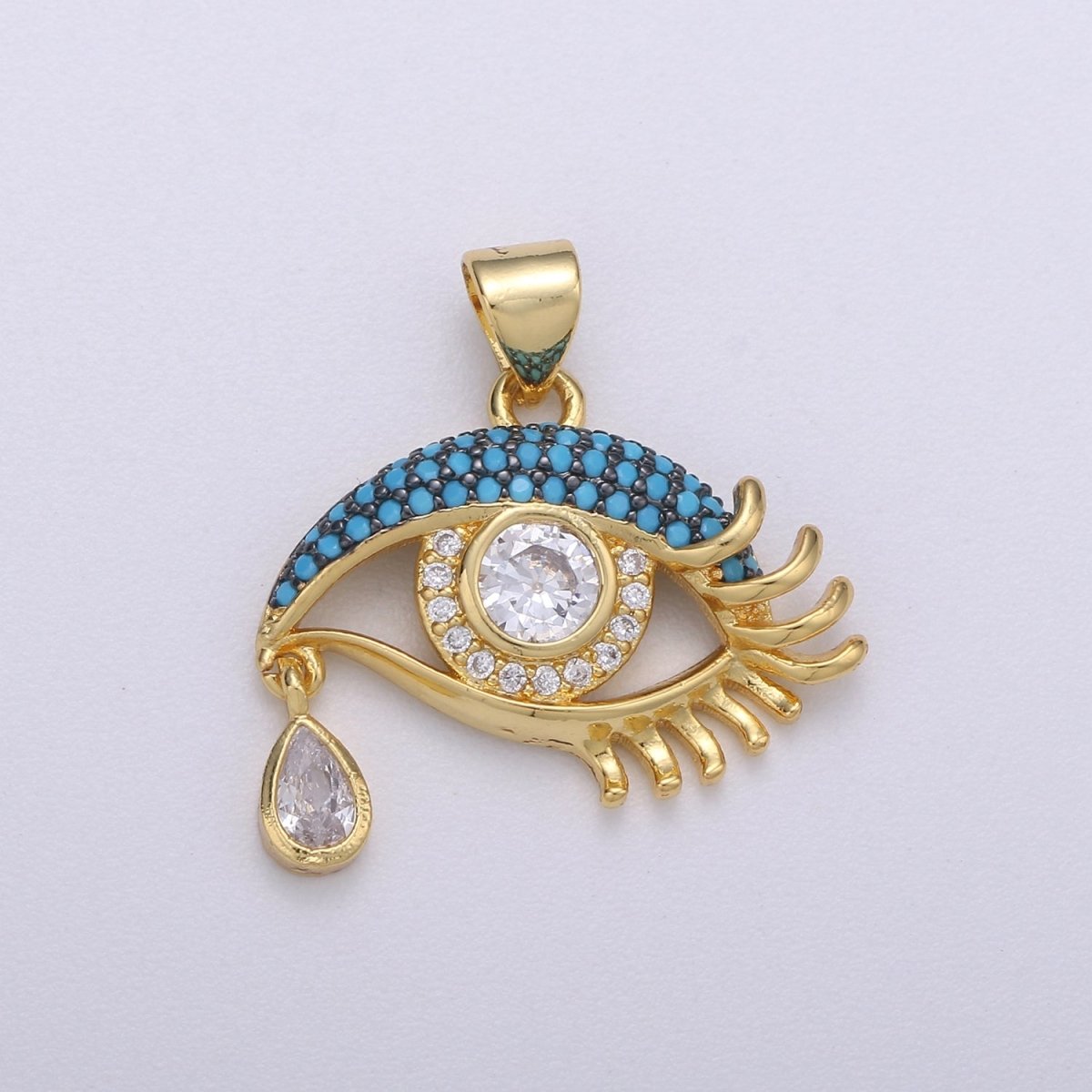 Teal Gold Filed Evil Eye Protection Amulet Pendants I-710 - DLUXCA