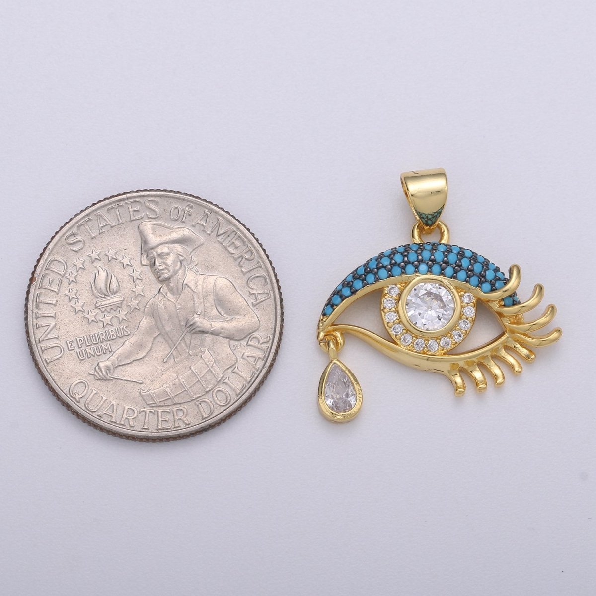 Teal Gold Filed Evil Eye Protection Amulet Pendants I-710 - DLUXCA