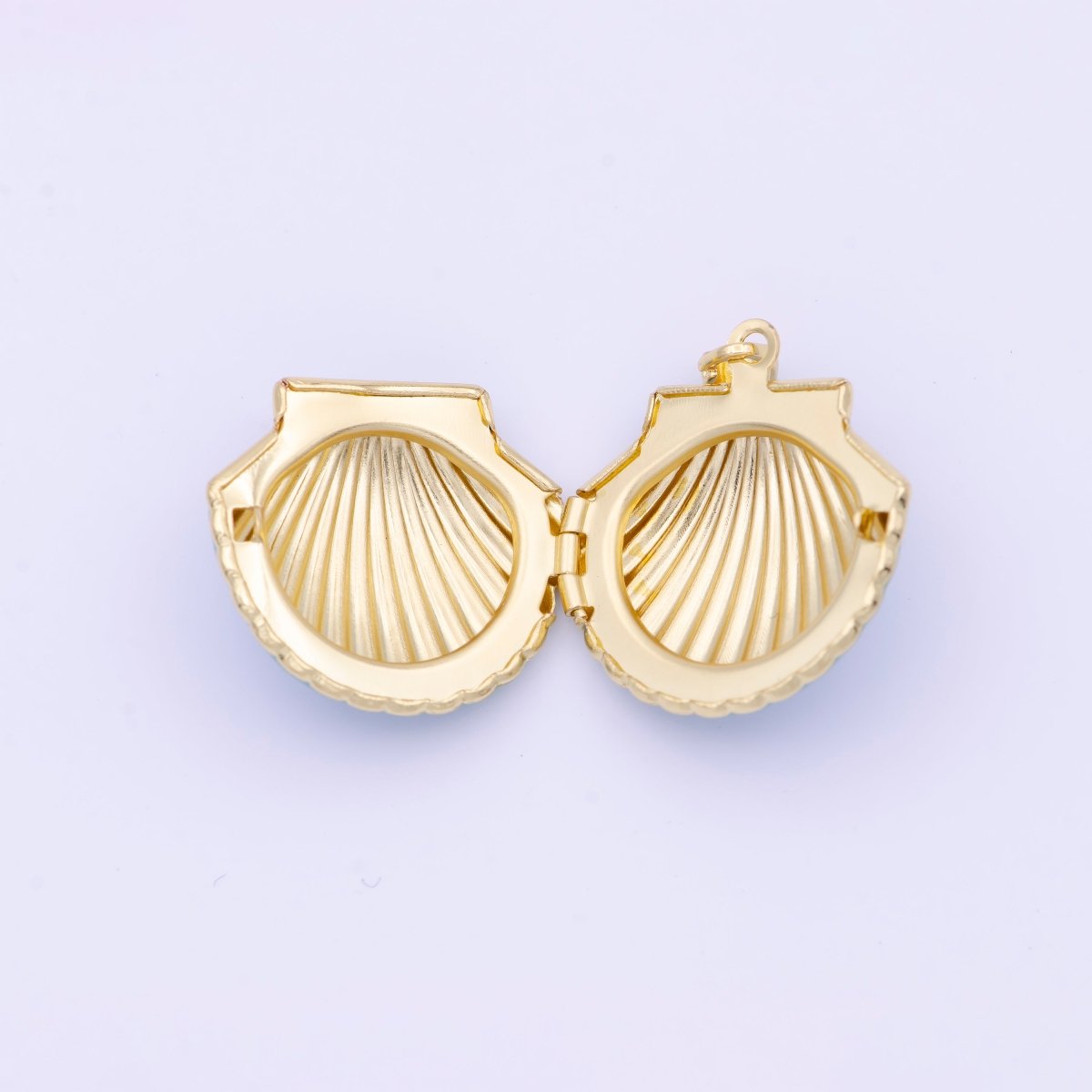 Teal/Purple Enamel Clam Sea Shell Gold Locket Pendant Beach Jewelry  H-779 H-902