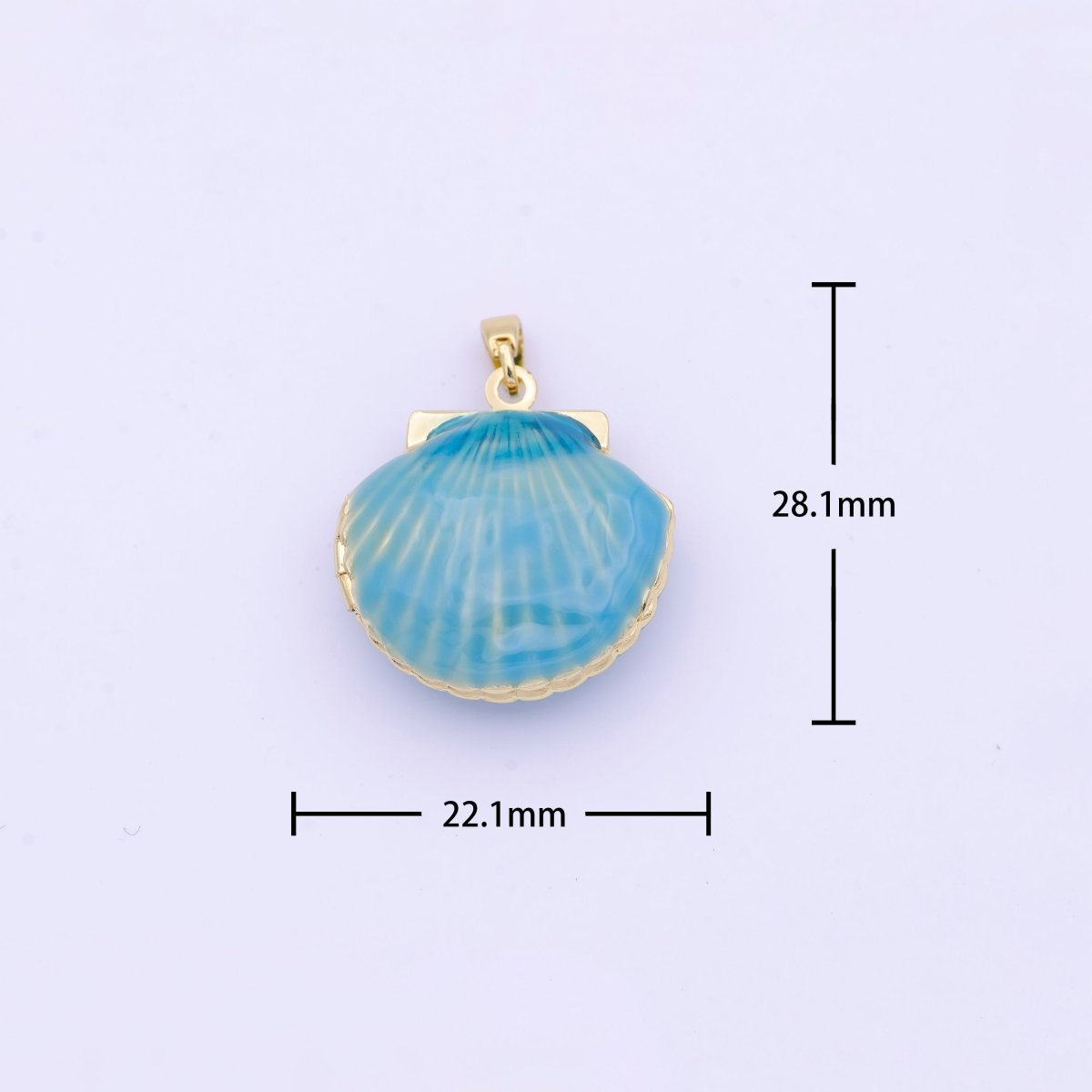 Teal/Purple Enamel Clam Sea Shell Gold Locket Pendant Beach Jewelry  H-779 H-902