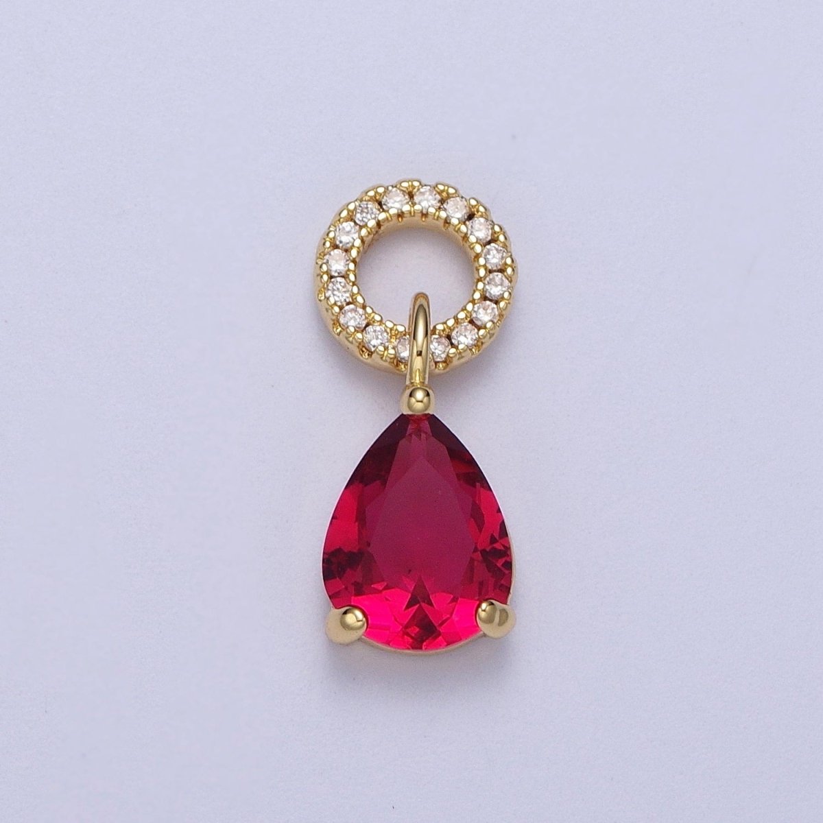 Teardrop Cubic Zirconia Micro Paved Round Bail Charm | C-280 C-282 C-284 C-286  C-290