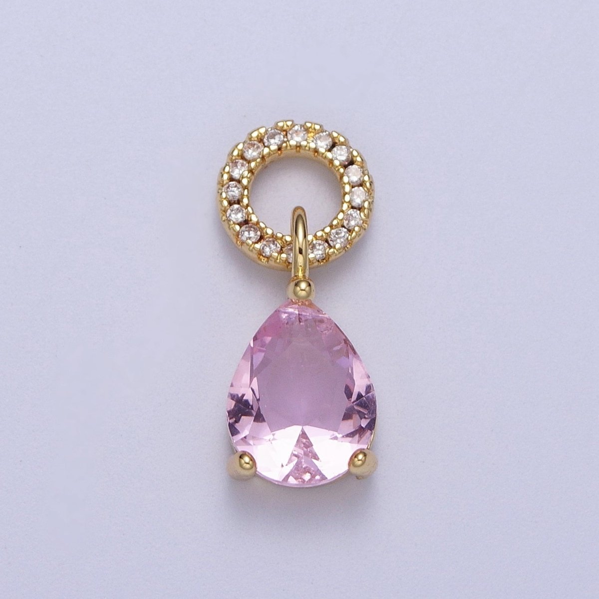 Teardrop Cubic Zirconia Micro Paved Round Bail Charm | C-280 C-282 C-284 C-286  C-290