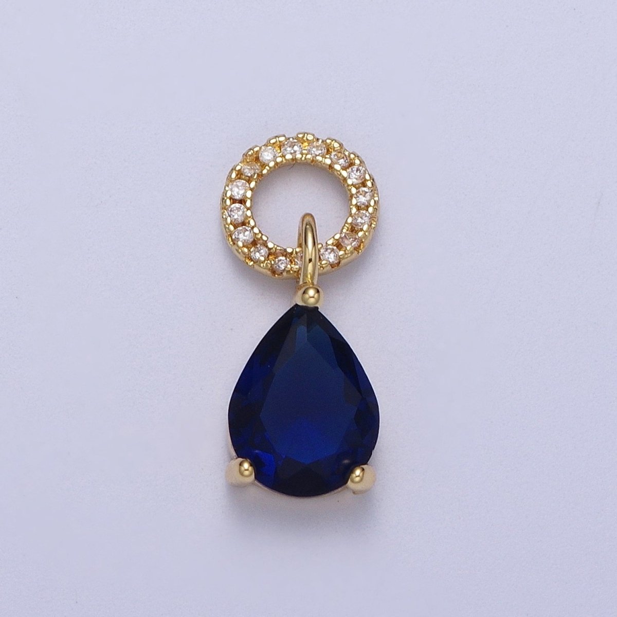 Teardrop Cubic Zirconia Micro Paved Round Bail Charm | C-280 C-282 C-284 C-286  C-290