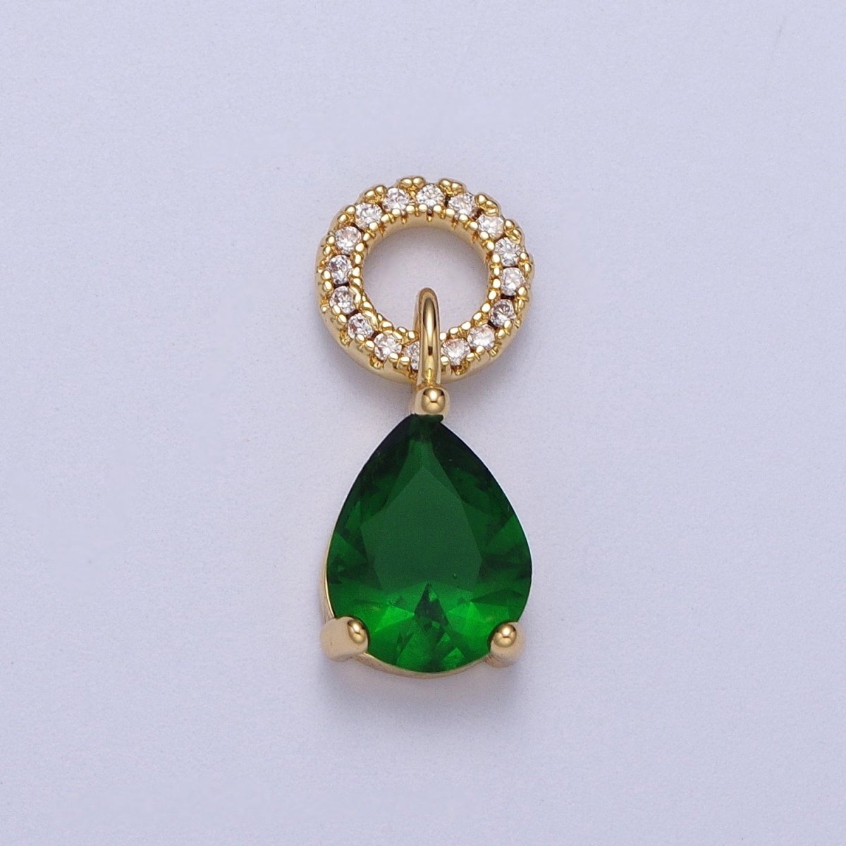 Teardrop Cubic Zirconia Micro Paved Round Bail Charm | C-280 C-282 C-284 C-286  C-290