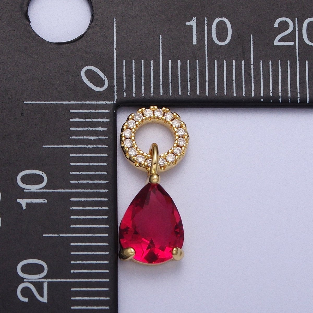 Teardrop Cubic Zirconia Micro Paved Round Bail Charm | C-280 C-282 C-284 C-286  C-290