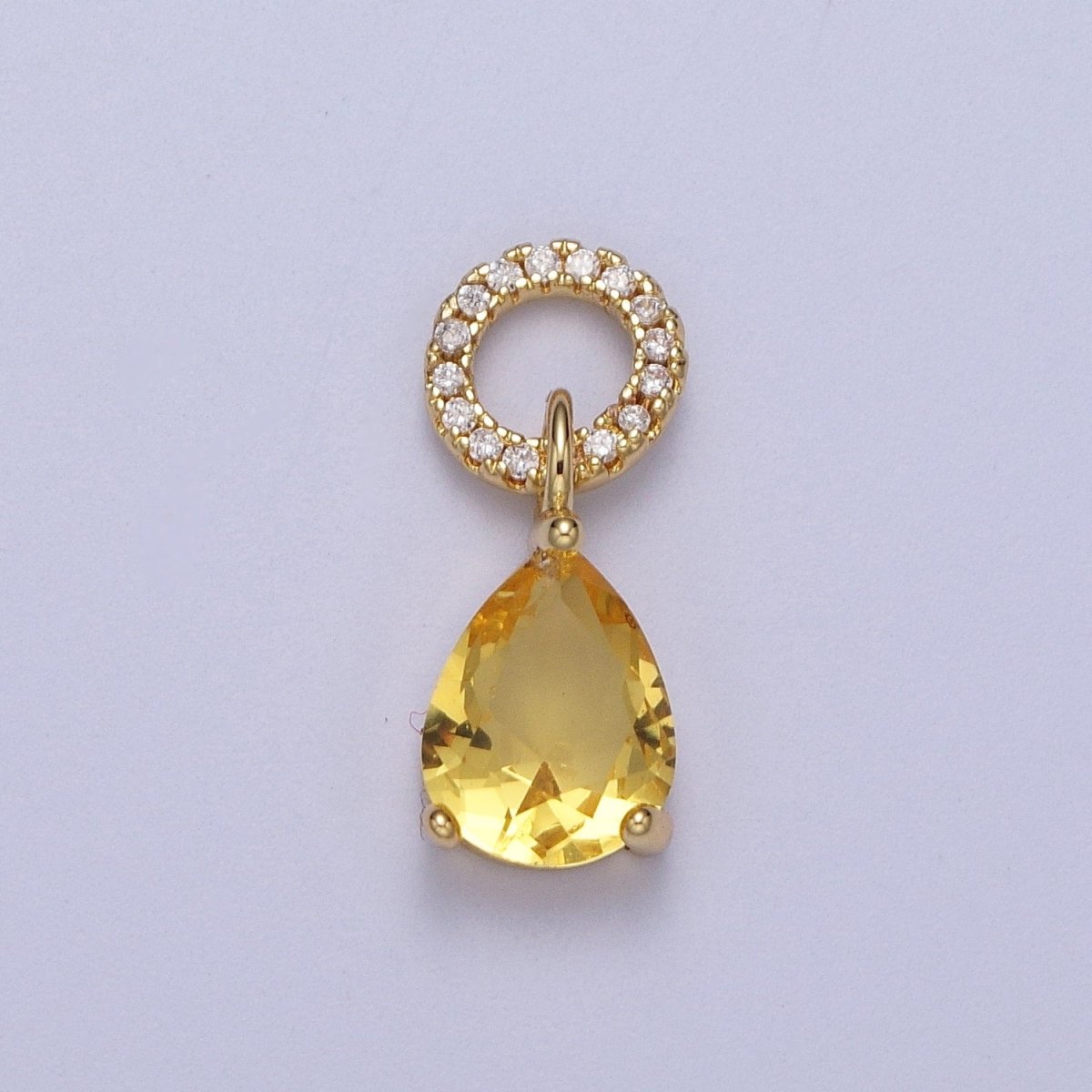 Teardrop Cubic Zirconia Micro Paved Round Bail Charm | C-280 C-282 C-284 C-286  C-290