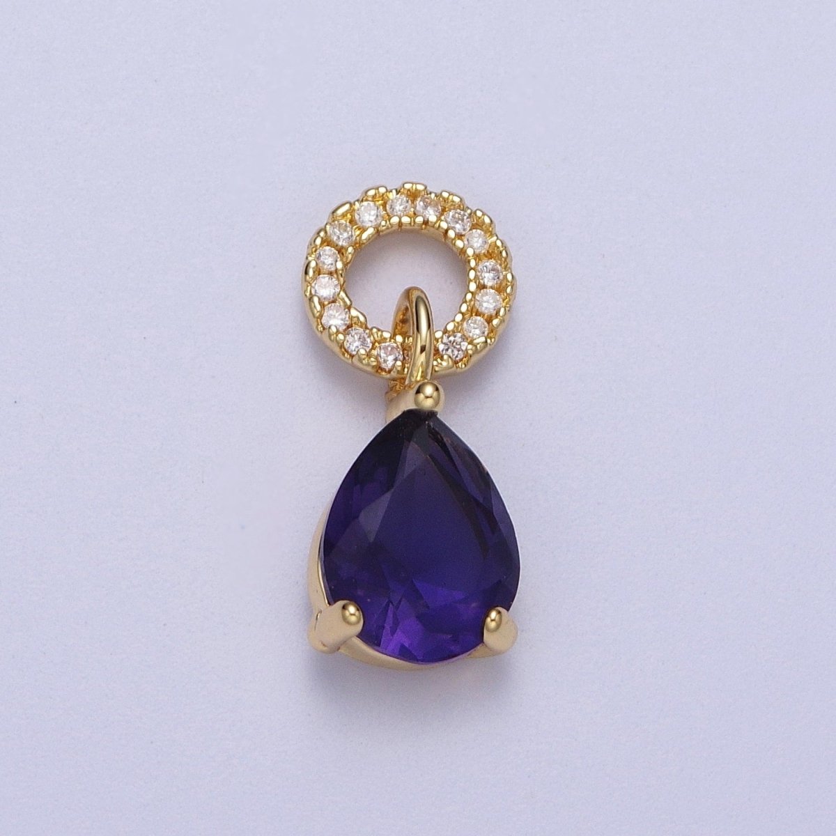 Teardrop Cubic Zirconia Micro Paved Round Bail Charm | C-280 C-282 C-284 C-286  C-290