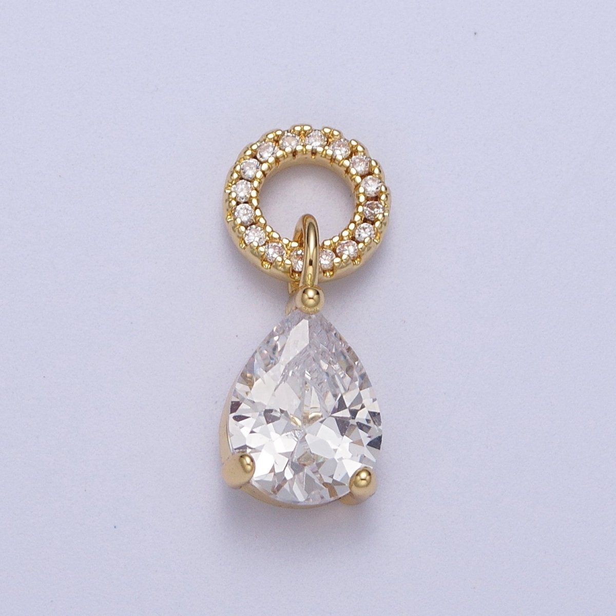 Teardrop Cubic Zirconia Micro Paved Round Bail Charm | C-280 C-282 C-284 C-286  C-290