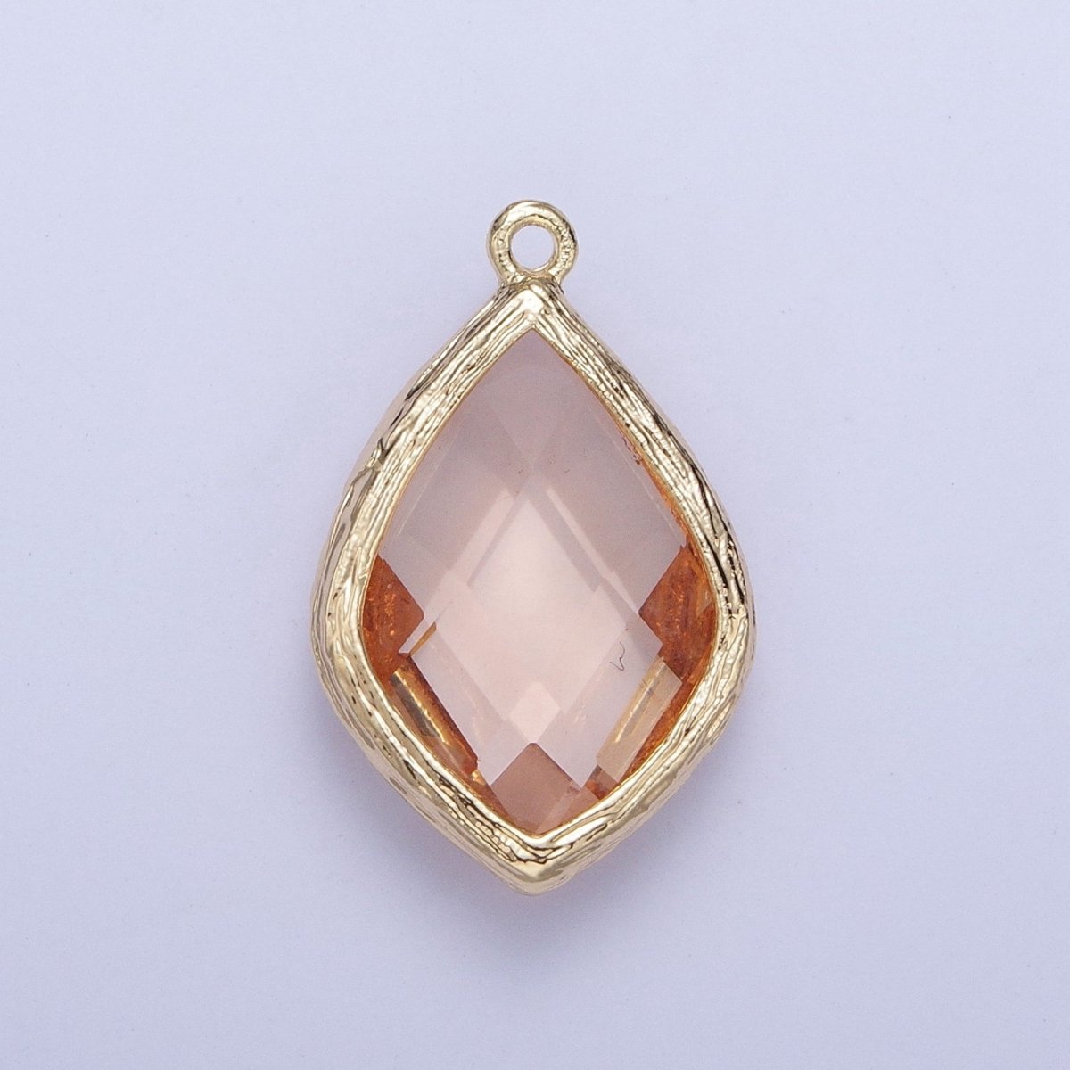 Teardrop Milky White & Peach Cubic Zirconia Gold Charm For Jewelry Necklace Bracelet Component AG-005 AG-006
