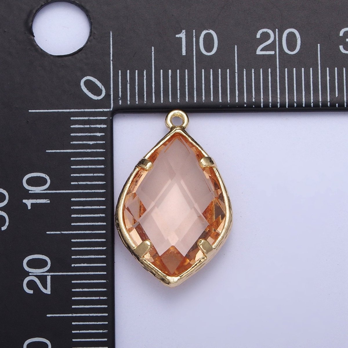 Teardrop Milky White & Peach Cubic Zirconia Gold Charm For Jewelry Necklace Bracelet Component AG-005 AG-006