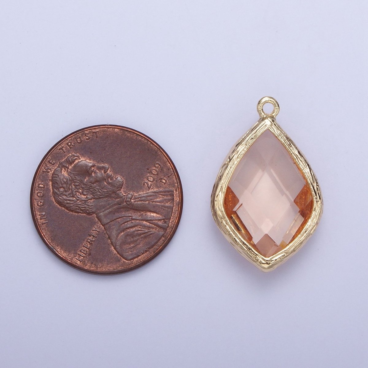 Teardrop Milky White & Peach Cubic Zirconia Gold Charm For Jewelry Necklace Bracelet Component AG-005 AG-006