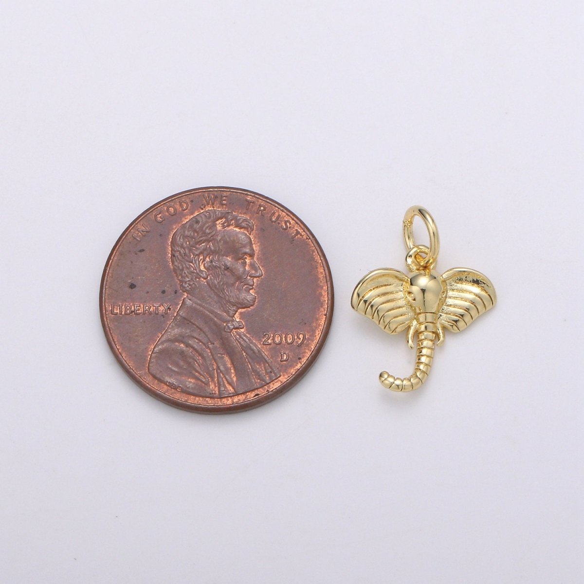 Teeny Tiny Elephant Charm Dainty Elephant Pendant 14kt Gold Filled Charm Animal Necklace // Gift for Her Birthday Baby Shower Gift Jewelry C-515 - DLUXCA