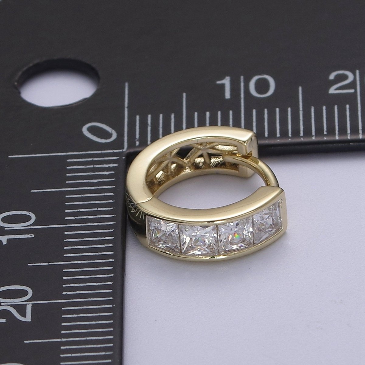 OS Thick CZ Huggie Hoops, Bold Huggies, Thick Pave Huggie, Thick Diamond Huggie, 14k Gold Filled V-148