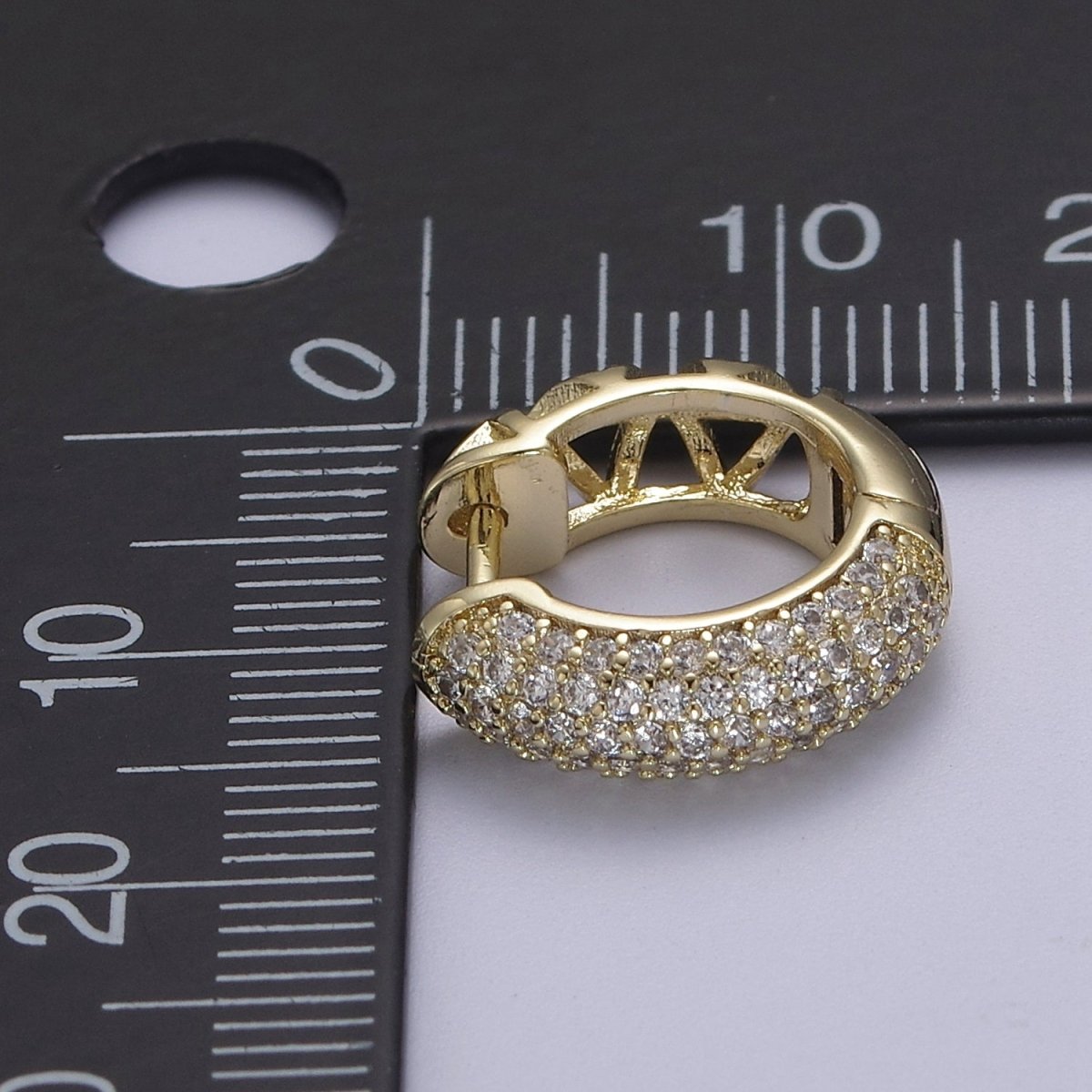 Thick CZ Huggies, Bold Diamond Earrings, 14K Gold Filled Huggie Chunky Pave Huggies V-157 - DLUXCA
