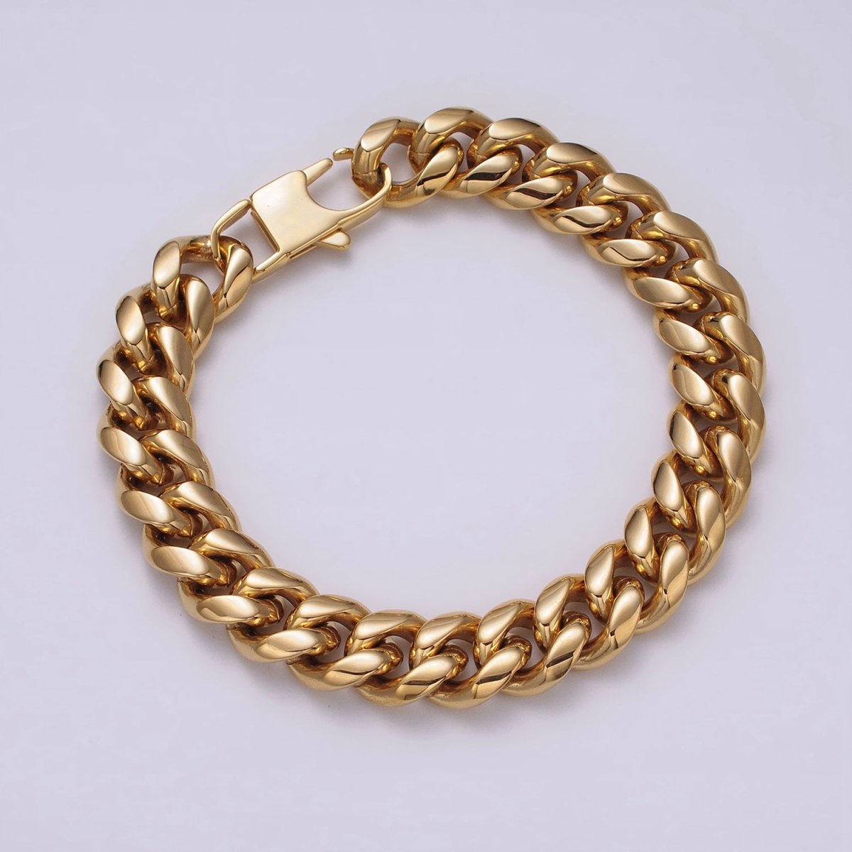 Thick Gold Miami Cuban Curb Chain Bracelet 10mm 12mm 14mm Stainless Steel Chain Men Bracelet | WA-1720 to WA-1722 Clearance Pricing