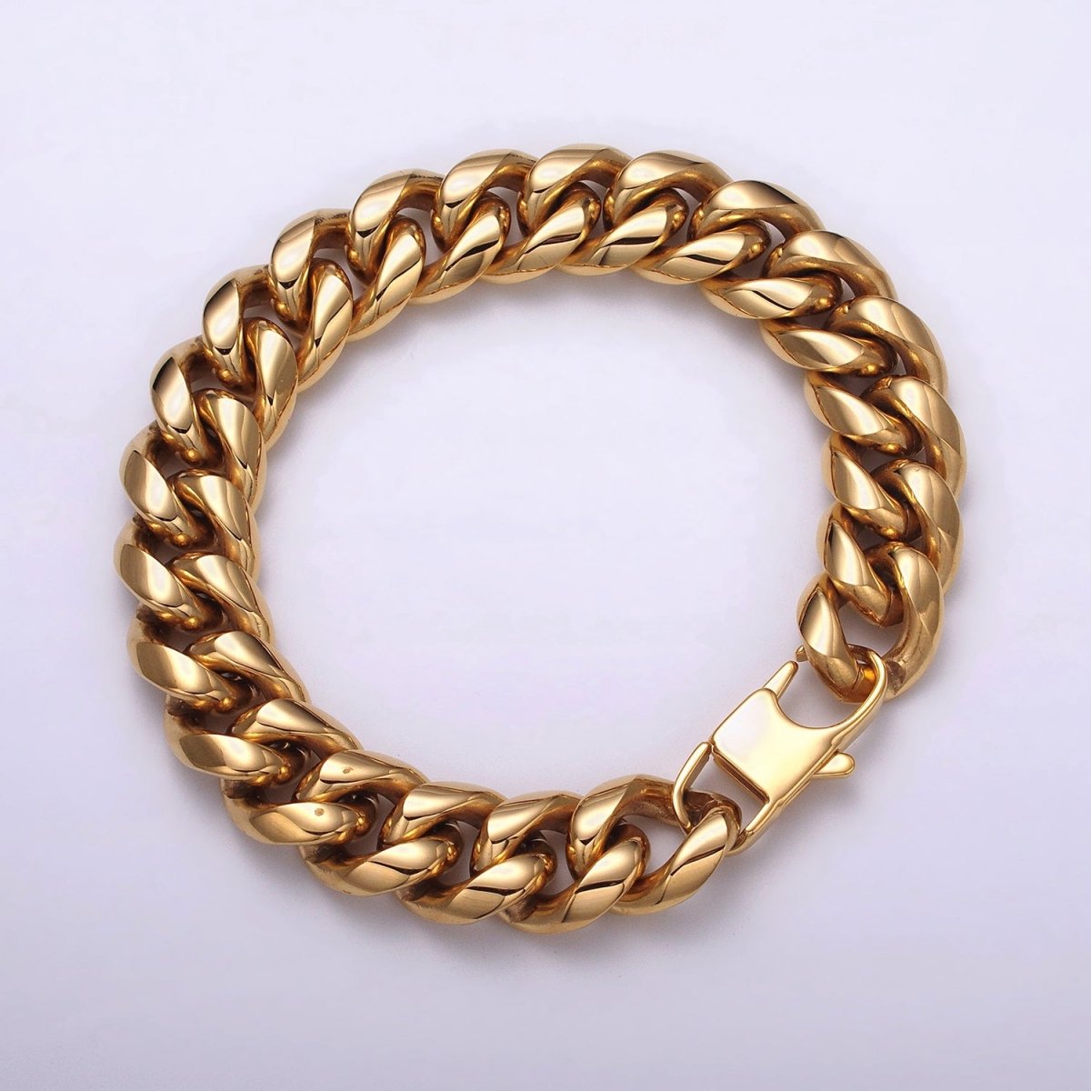 Thick Gold Miami Cuban Curb Chain Bracelet 10mm 12mm 14mm Stainless Steel Chain Men Bracelet | WA-1720 to WA-1722 Clearance Pricing