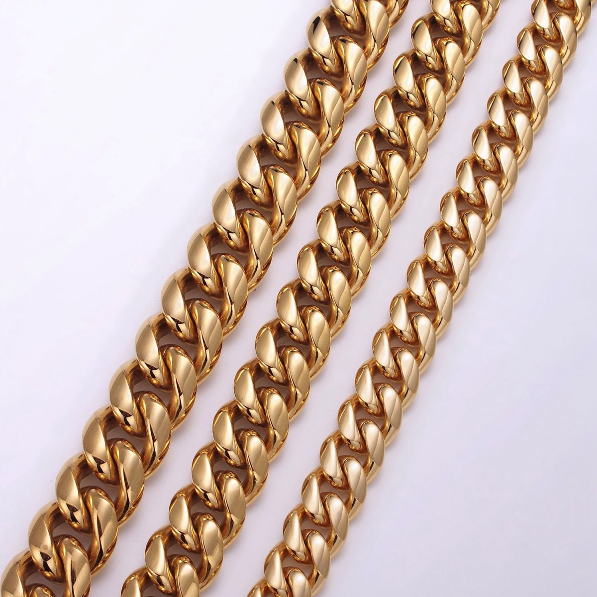 Thick Gold Miami Cuban Curb Chain Bracelet 10mm 12mm 14mm Stainless Steel Chain Men Bracelet | WA-1720 to WA-1722 Clearance Pricing