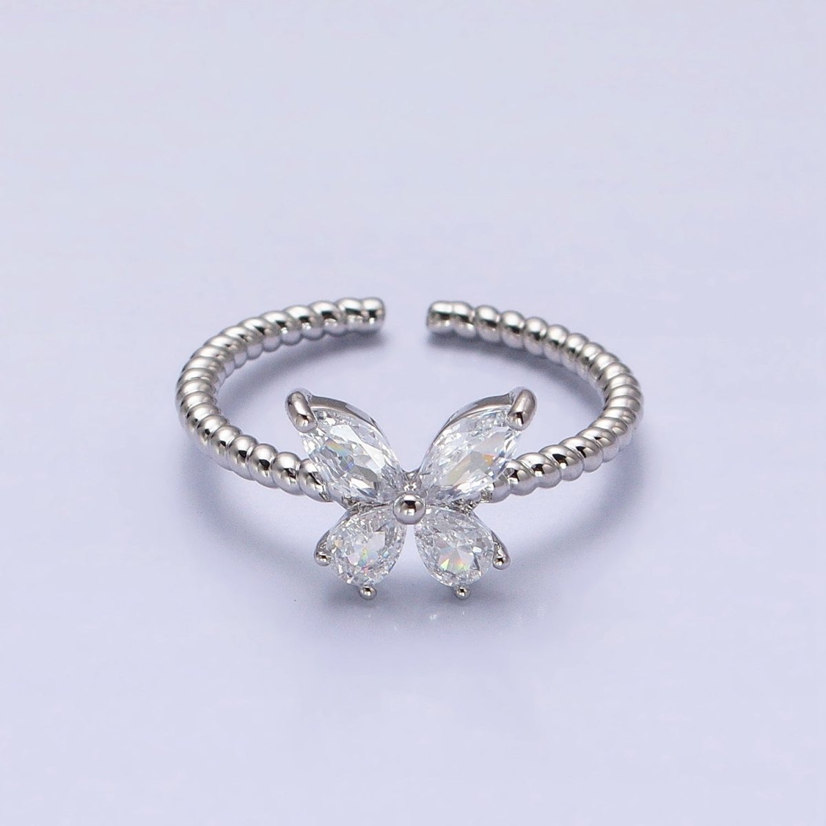 Thin Butterfly Ring CZ Mariposa Ring Open Adjustable Ring Rope Band O-1817 O-1818