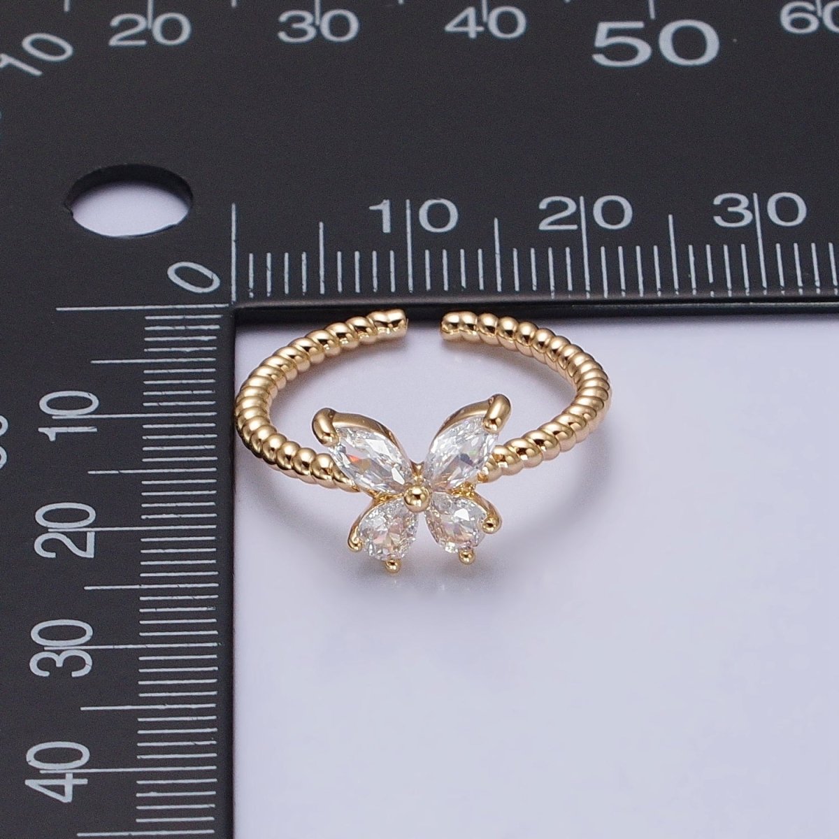 Thin Butterfly Ring CZ Mariposa Ring Open Adjustable Ring Rope Band O-1817 O-1818