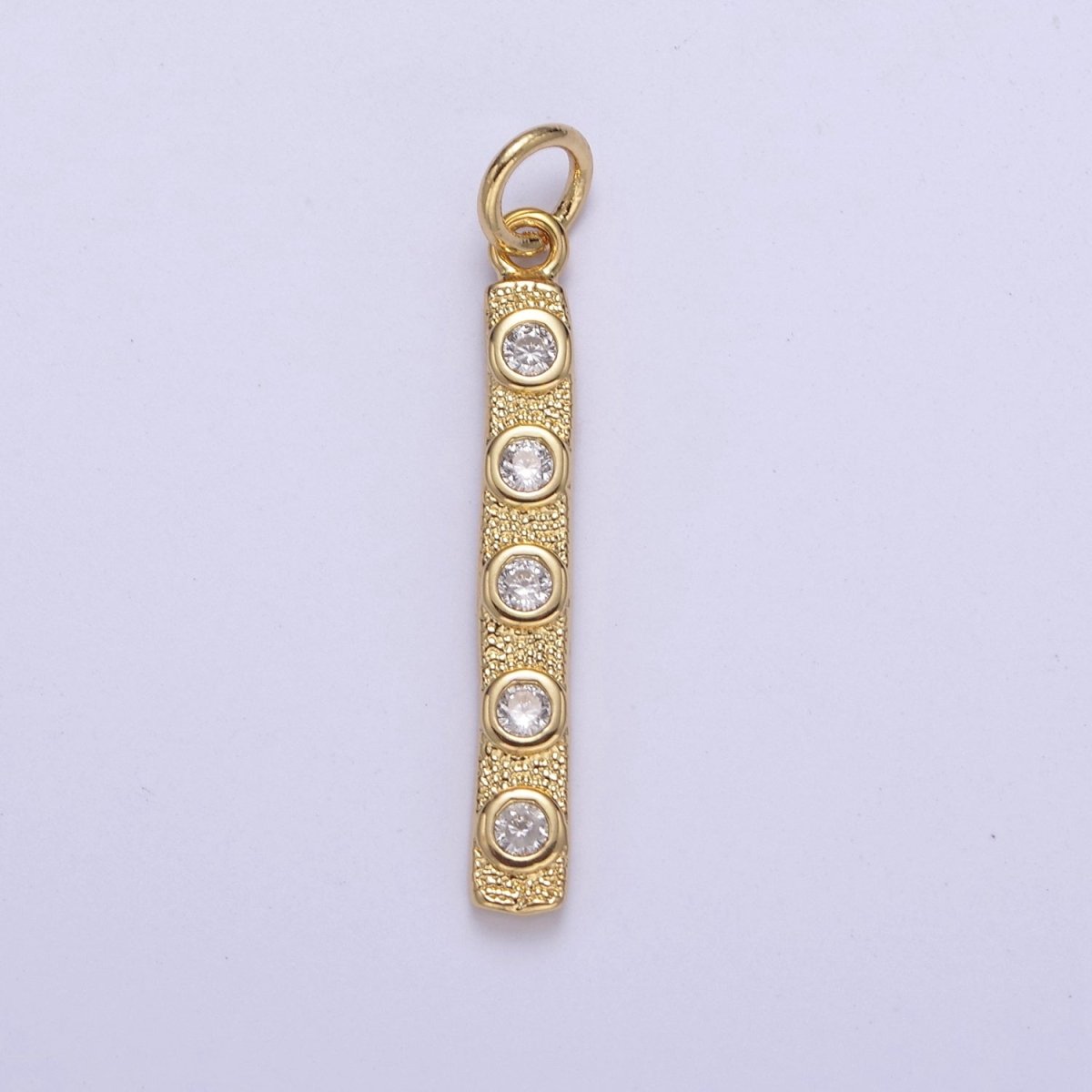 Thin Cubic Zirconia Stick Bar Cubic Zirconia Charms, Clear, Pink, Green CZ Bar Pendant, Gold Filled over Brass C-309