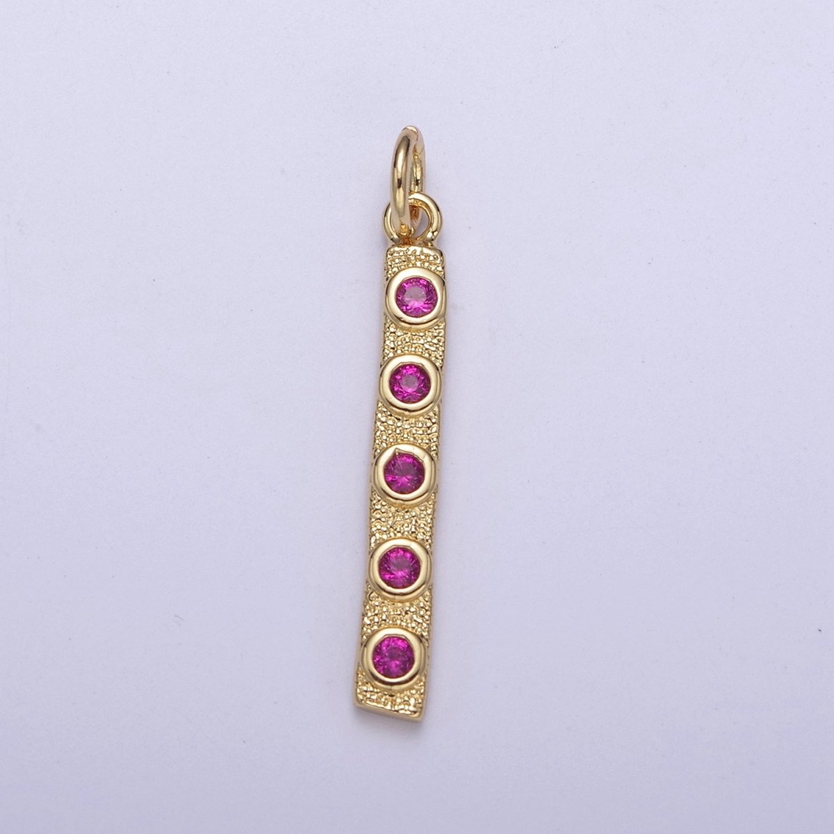 Thin Cubic Zirconia Stick Bar Cubic Zirconia Charms, Clear, Pink, Green CZ Bar Pendant, Gold Filled over Brass C-309