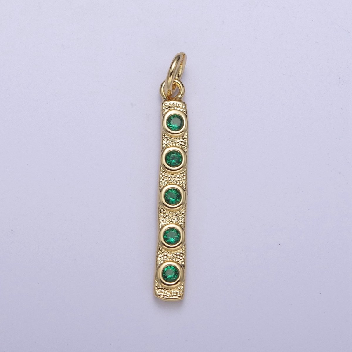 Thin Cubic Zirconia Stick Bar Cubic Zirconia Charms, Clear, Pink, Green CZ Bar Pendant, Gold Filled over Brass C-309