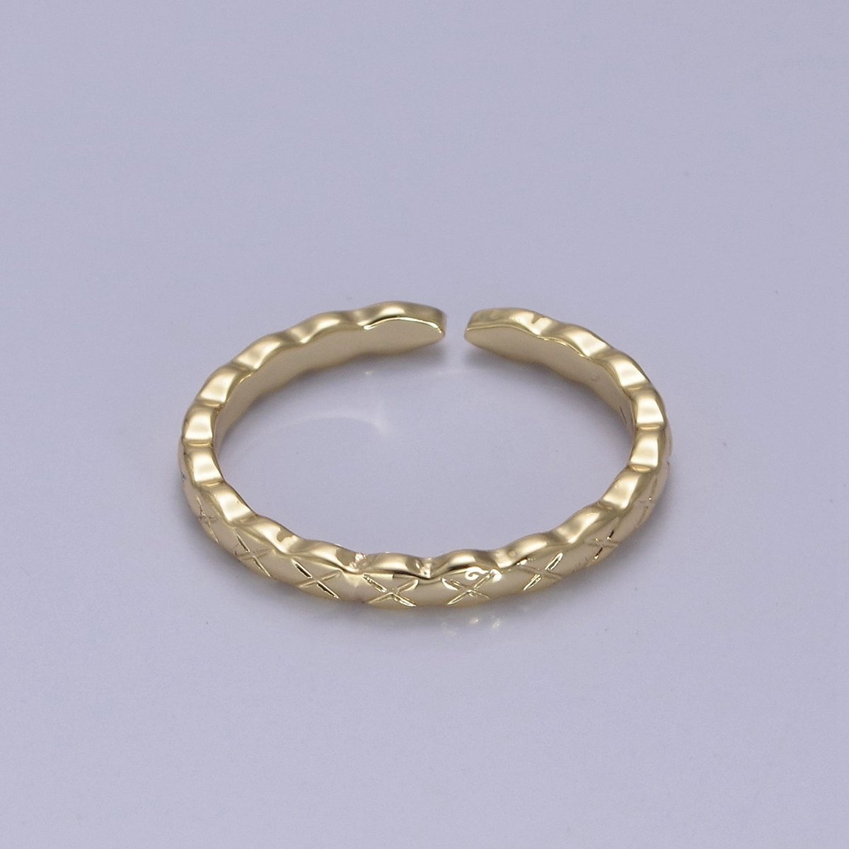 Thin Gold Filled Ring Dainty Minimalist X Cross Ring Adjustable Stackable Ring S-375
