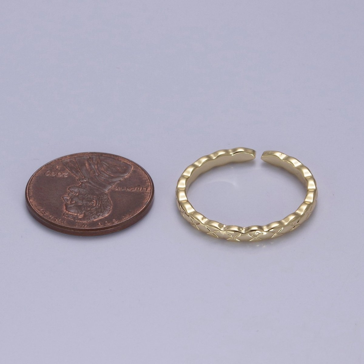 Thin Gold Filled Ring Dainty Minimalist X Cross Ring Adjustable Stackable Ring S-375