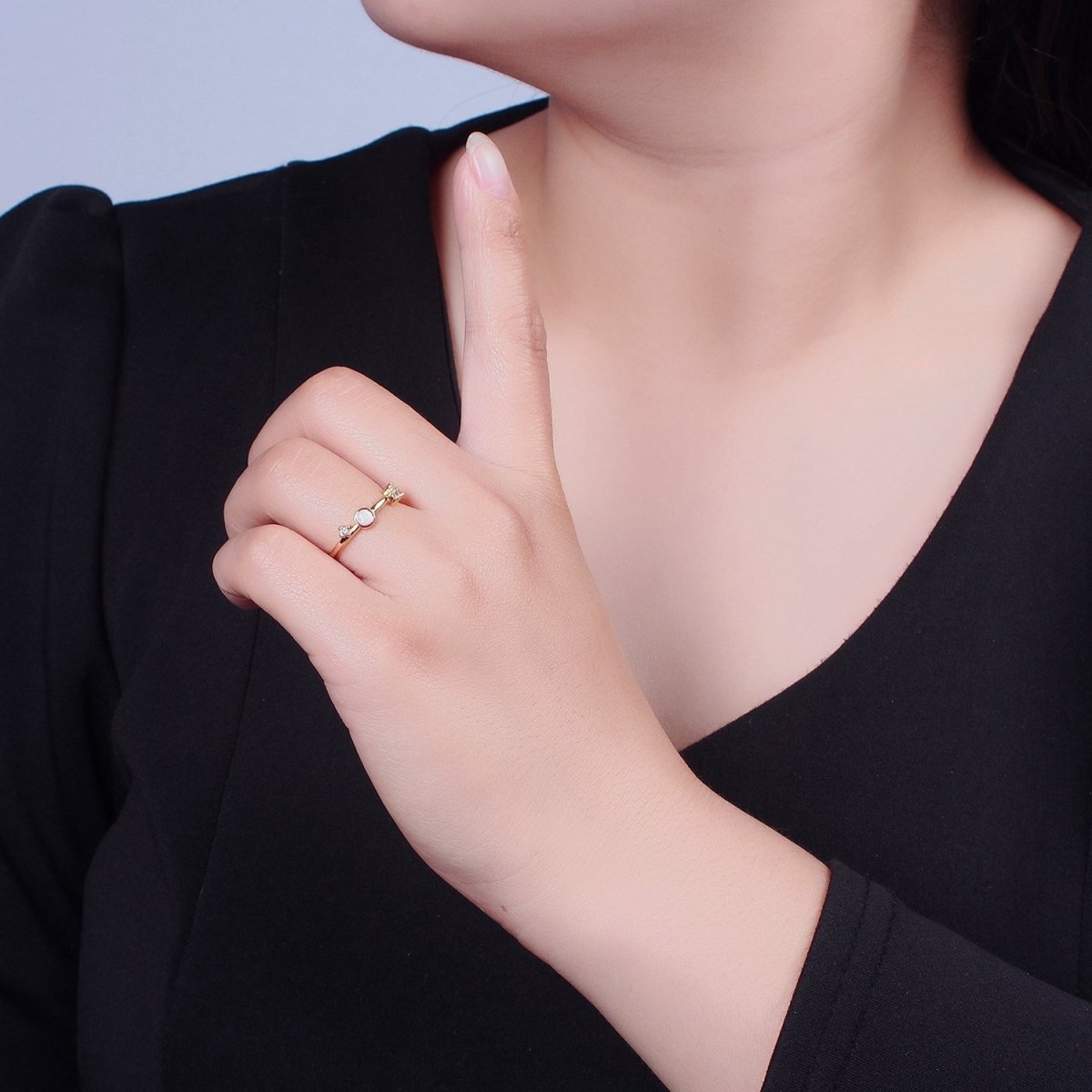 Thin Gold Opal Ring Minimalist Jewelry O-2241