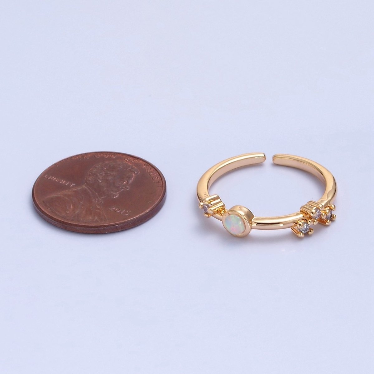 Thin Gold Opal Ring Minimalist Jewelry O-2241