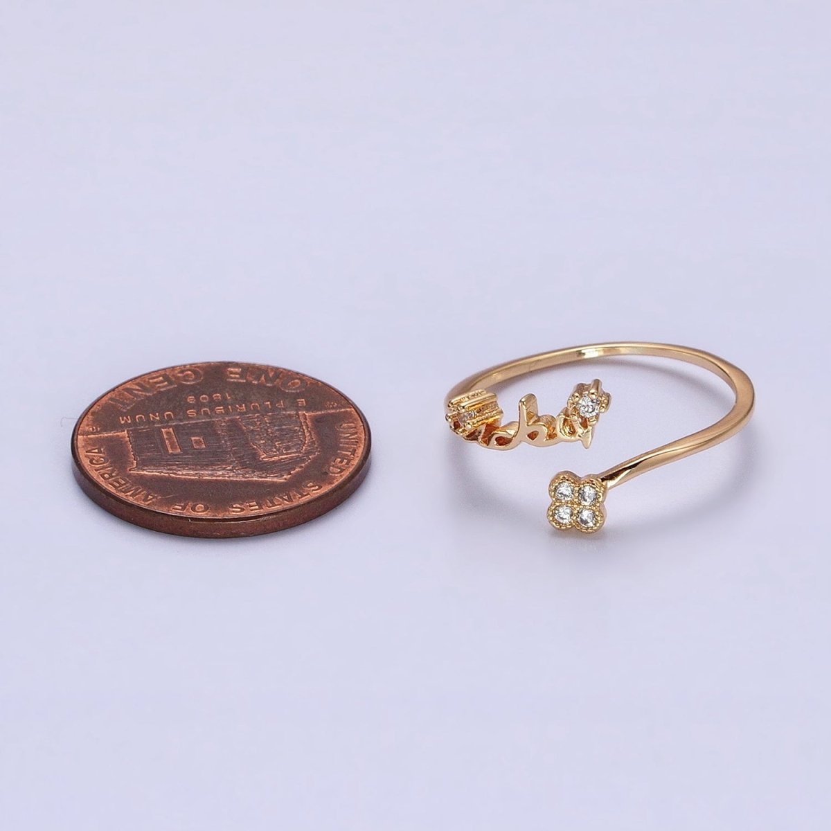 Thin Gold Plated Ring Wrap Flower CZ Stone Ring for Minimalist Jewelry O-1807 O-1808