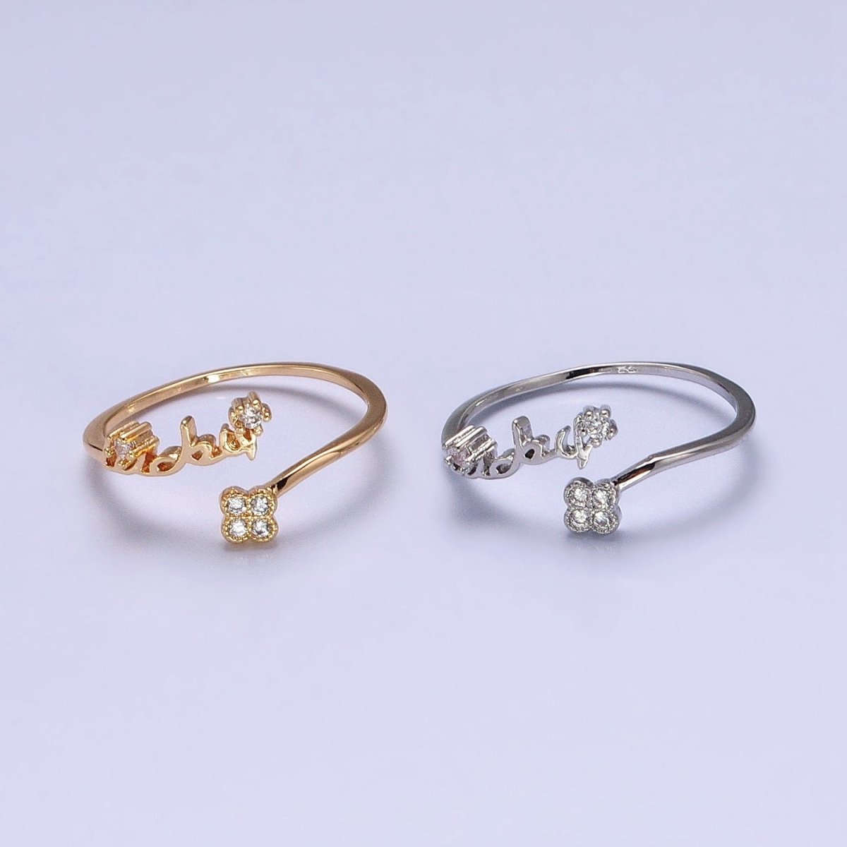 Thin Gold Plated Ring Wrap Flower CZ Stone Ring for Minimalist Jewelry O-1807 O-1808