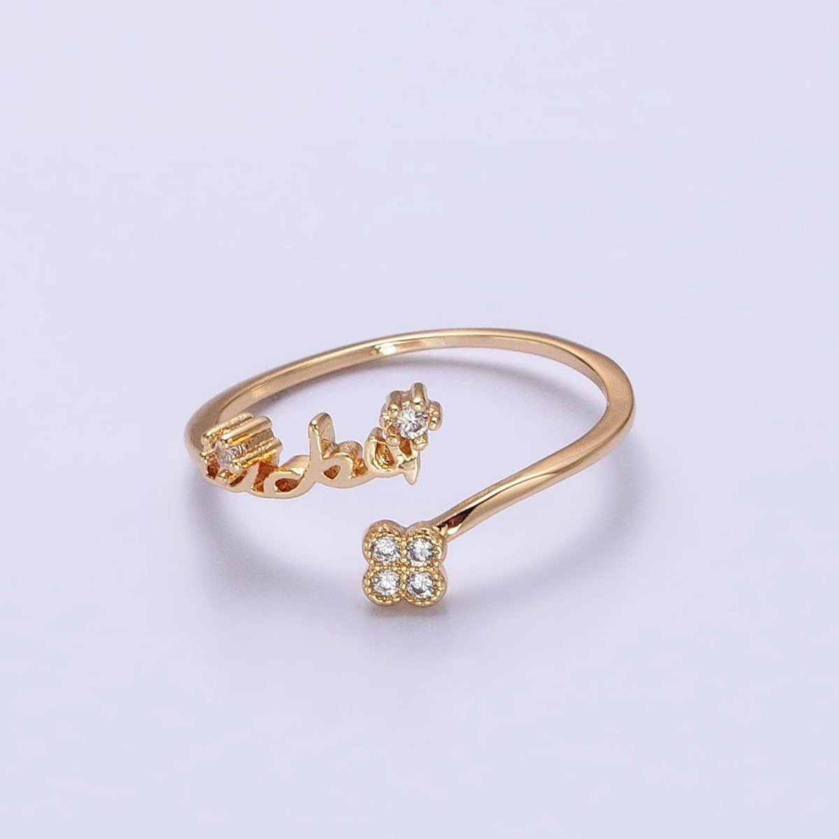 Thin Gold Plated Ring Wrap Flower CZ Stone Ring for Minimalist Jewelry O-1807 O-1808