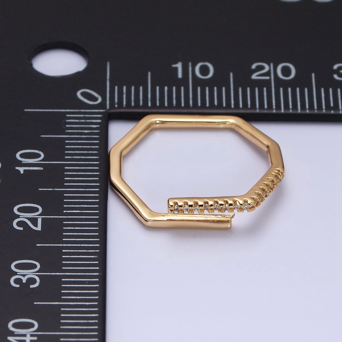 Thin Hexagon Ring Modern Minimalist Geometric Ring Honeycomb stackable ring in Gold Silver with Micro Pave CZ Stone R-480 R-498