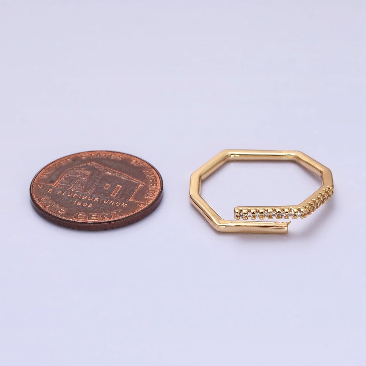 Thin Hexagon Ring Modern Minimalist Geometric Ring Honeycomb stackable ring in Gold Silver with Micro Pave CZ Stone R-480 R-498