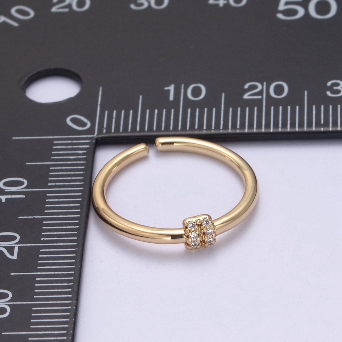 OS Thin ring, tiny CZ gold band ring U-363