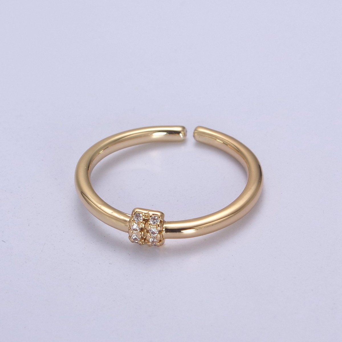 OS Thin ring, tiny CZ gold band ring U-363