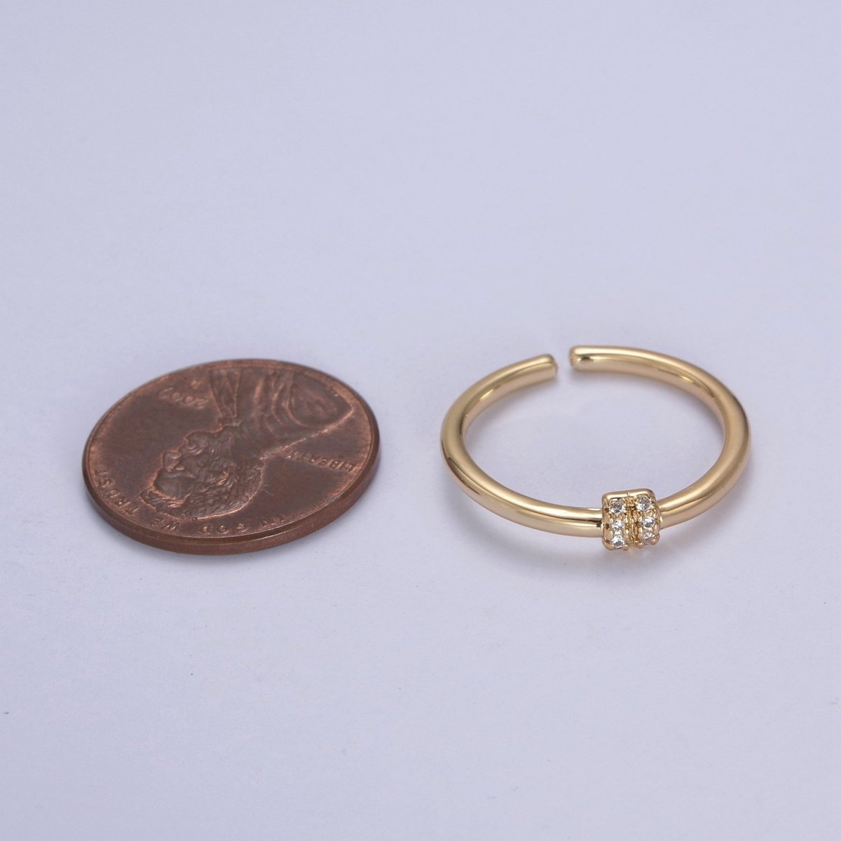 OS Thin ring, tiny CZ gold band ring U-363