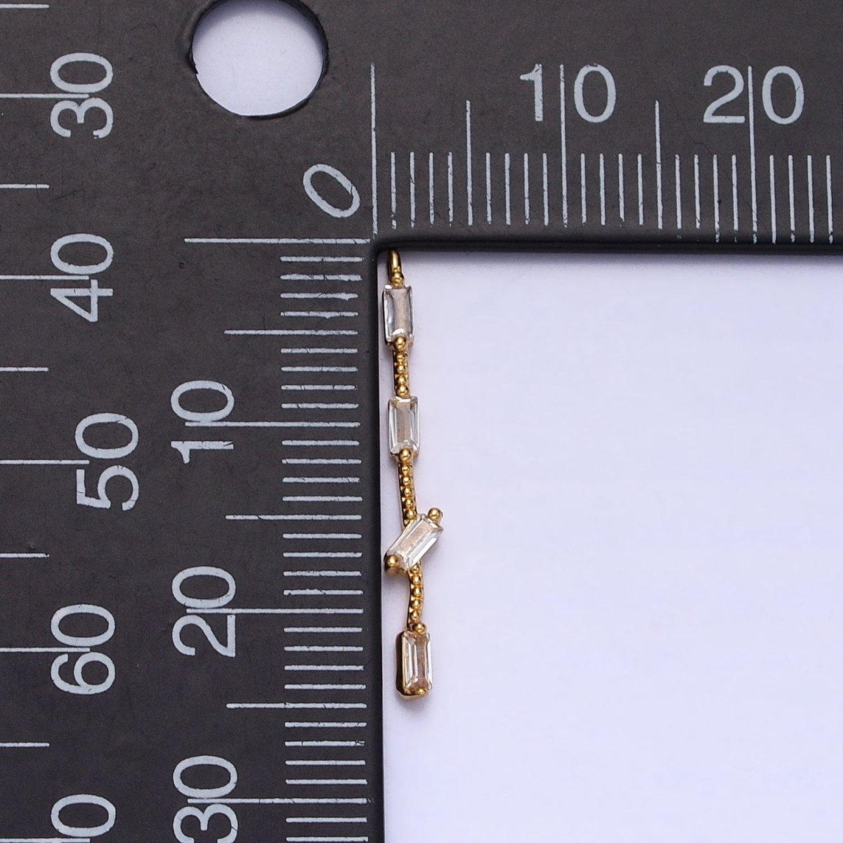 Thin Rope with four Baguette CZ Charm in Gold Silver AC414 AC415