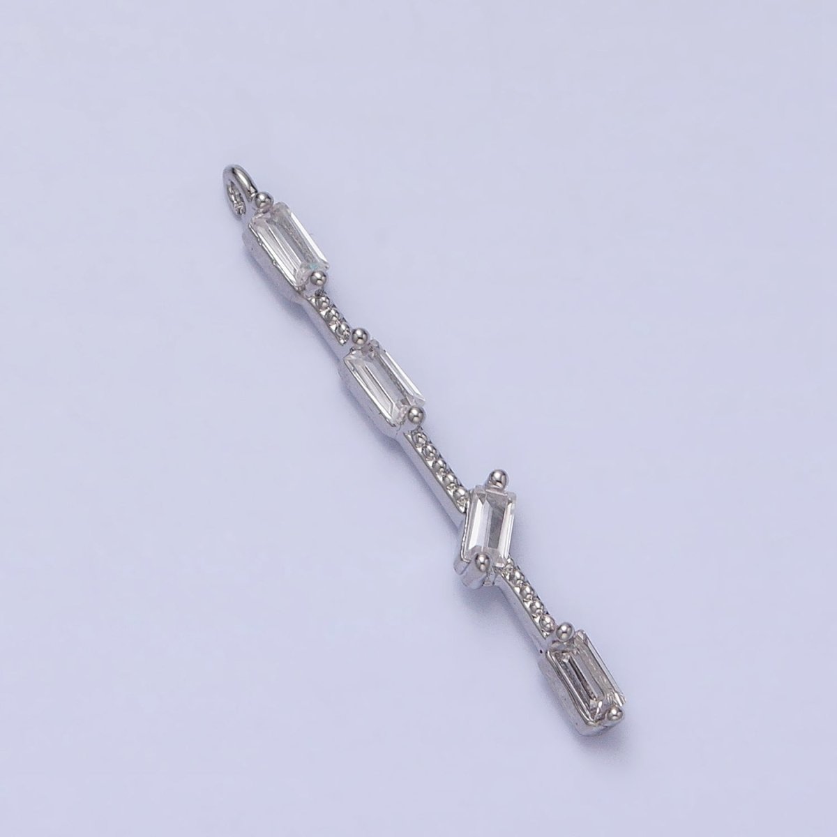 Thin Rope with four Baguette CZ Charm in Gold Silver AC414 AC415
