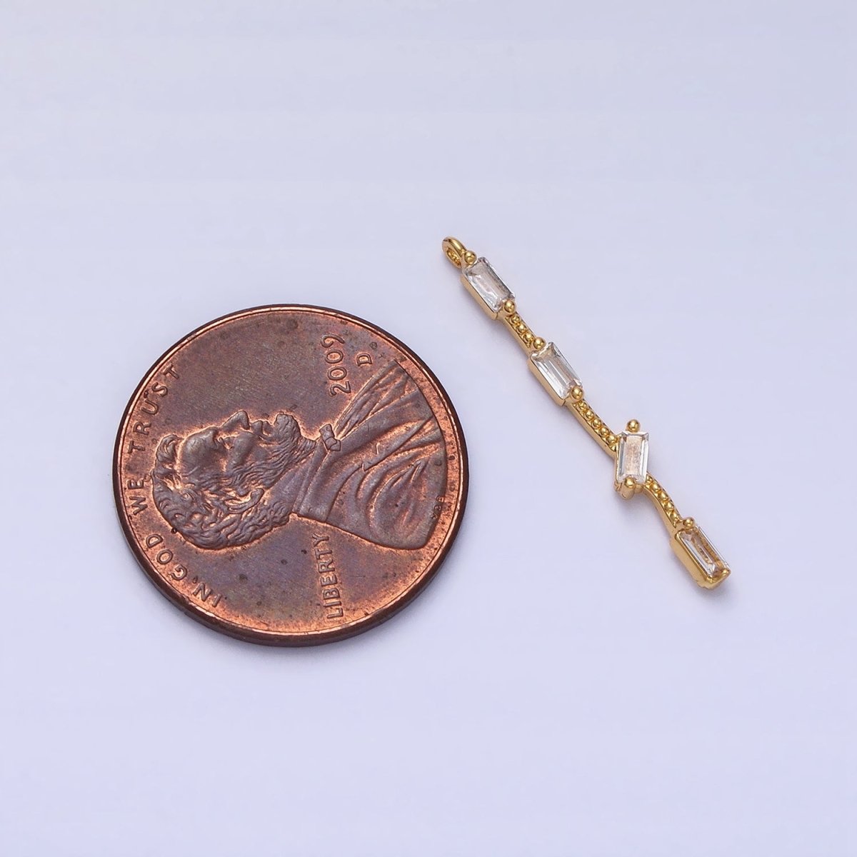 Thin Rope with four Baguette CZ Charm in Gold Silver AC414 AC415