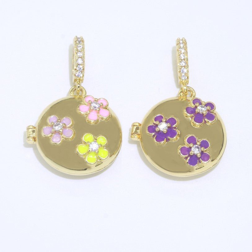 Three Flowers Gold Filled Round Pendants J-862 J-863