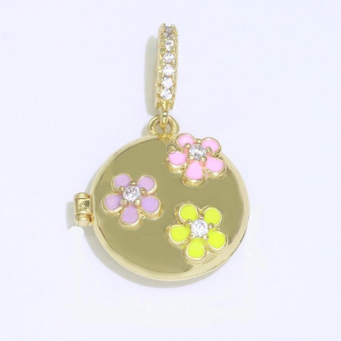 Three Flowers Gold Filled Round Pendants J-862 J-863