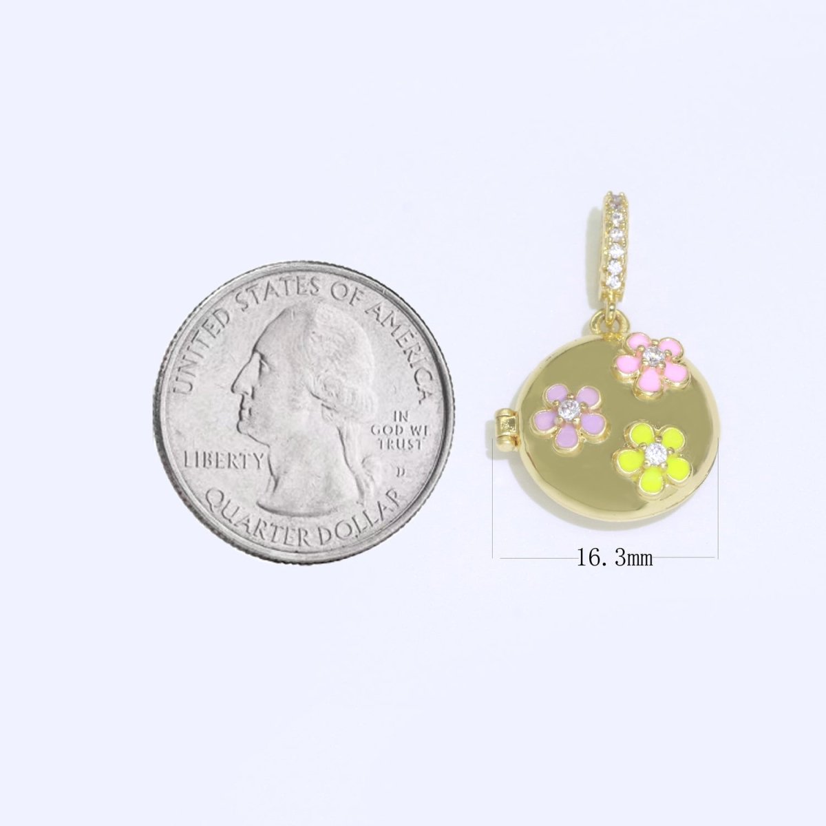 Three Flowers Gold Filled Round Pendants J-862 J-863