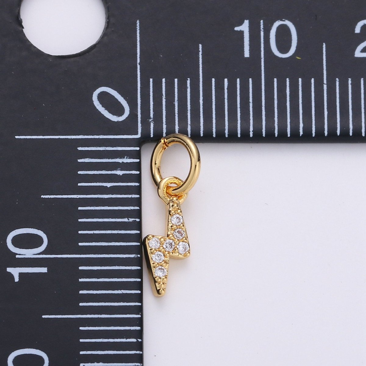 Tiny 14K Gold Fill Charm Lightning Bolt CZ Charm Micro Pave charm Thunder Bolt Charm Silver Bolt Charm for Bracelet Earring Necklace Charm D105 D106