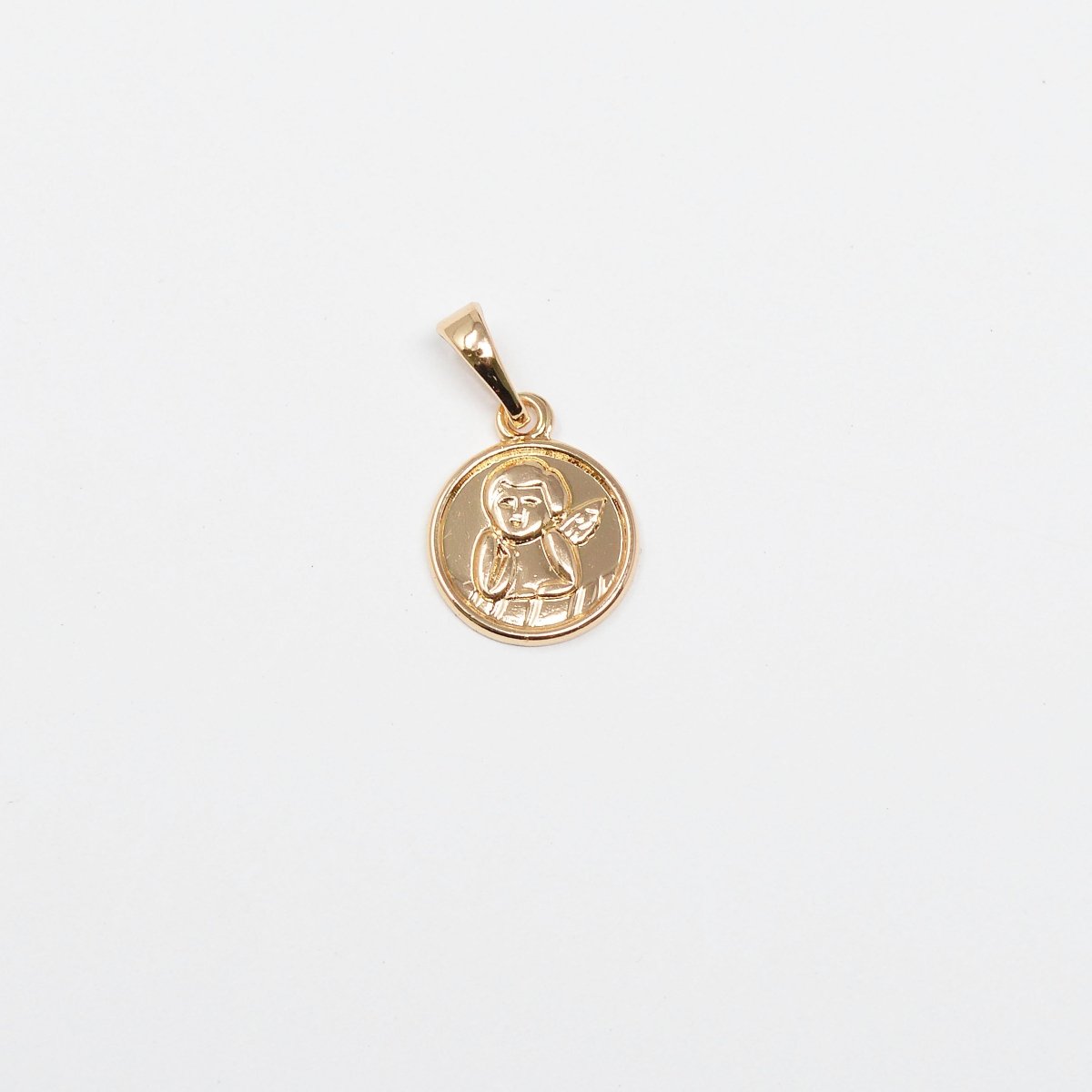 Tiny Angel Charm 18K Gold Filled Cherub Charms Round Disc Charm for Valentine's Day Love Jewelry Supply Love Friendship Jewelry J-269