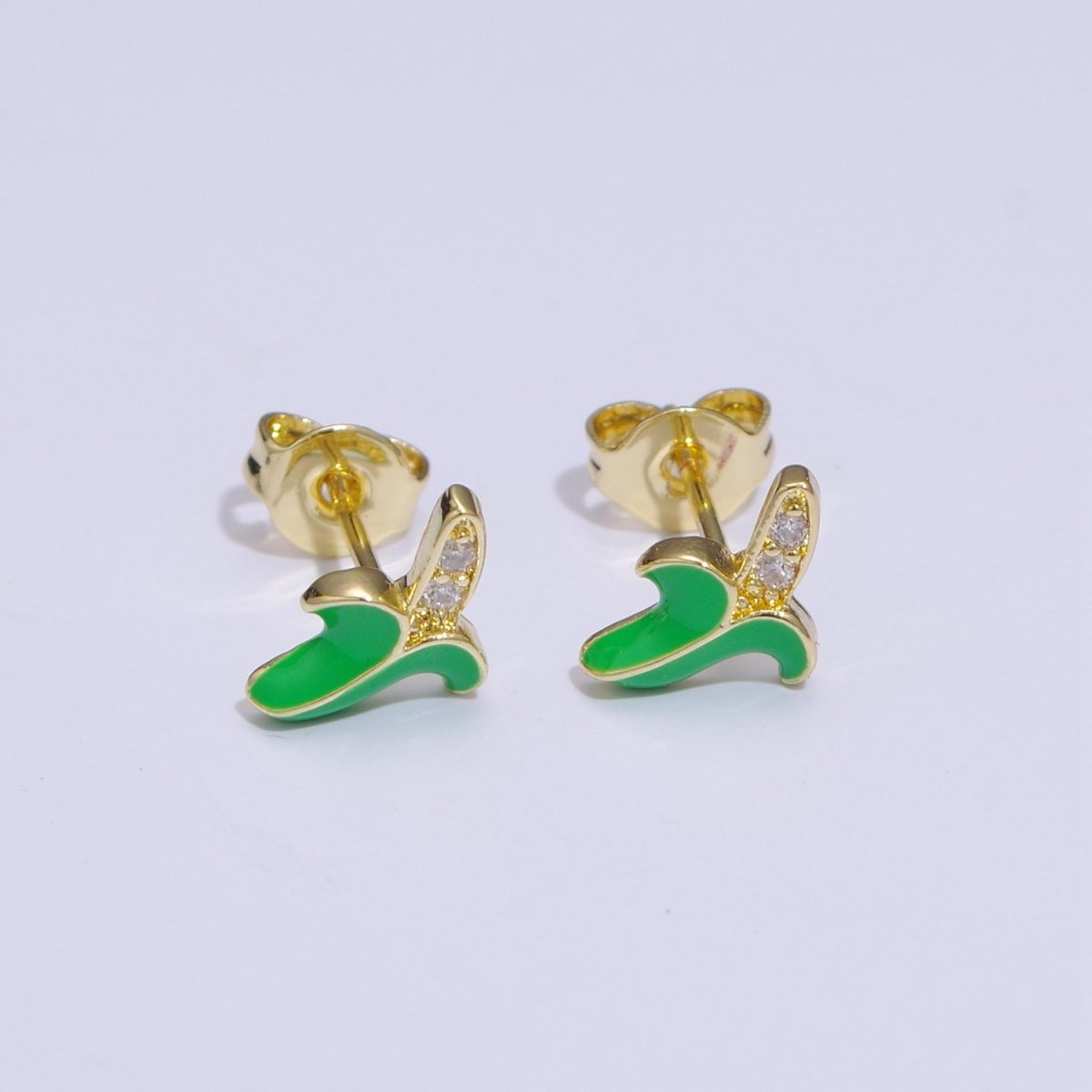 Tiny banana stud earrings, dainty banana earrings, unique fruit earrings, fruit jewelry T-150 ~ T-154