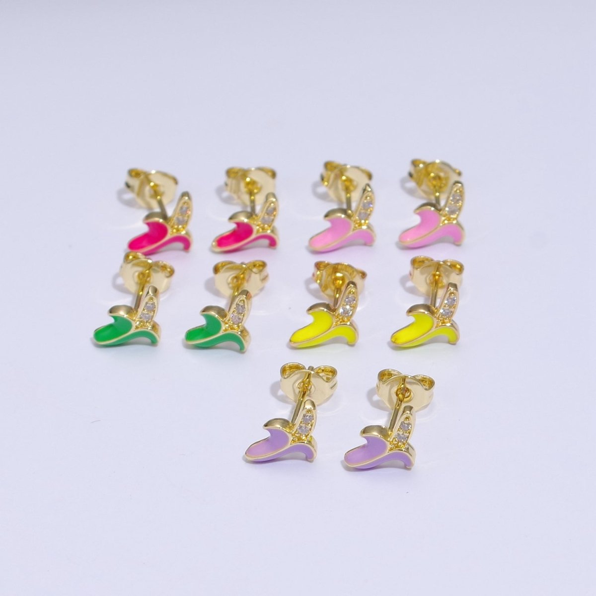 Tiny banana stud earrings, dainty banana earrings, unique fruit earrings, fruit jewelry T-150 ~ T-154