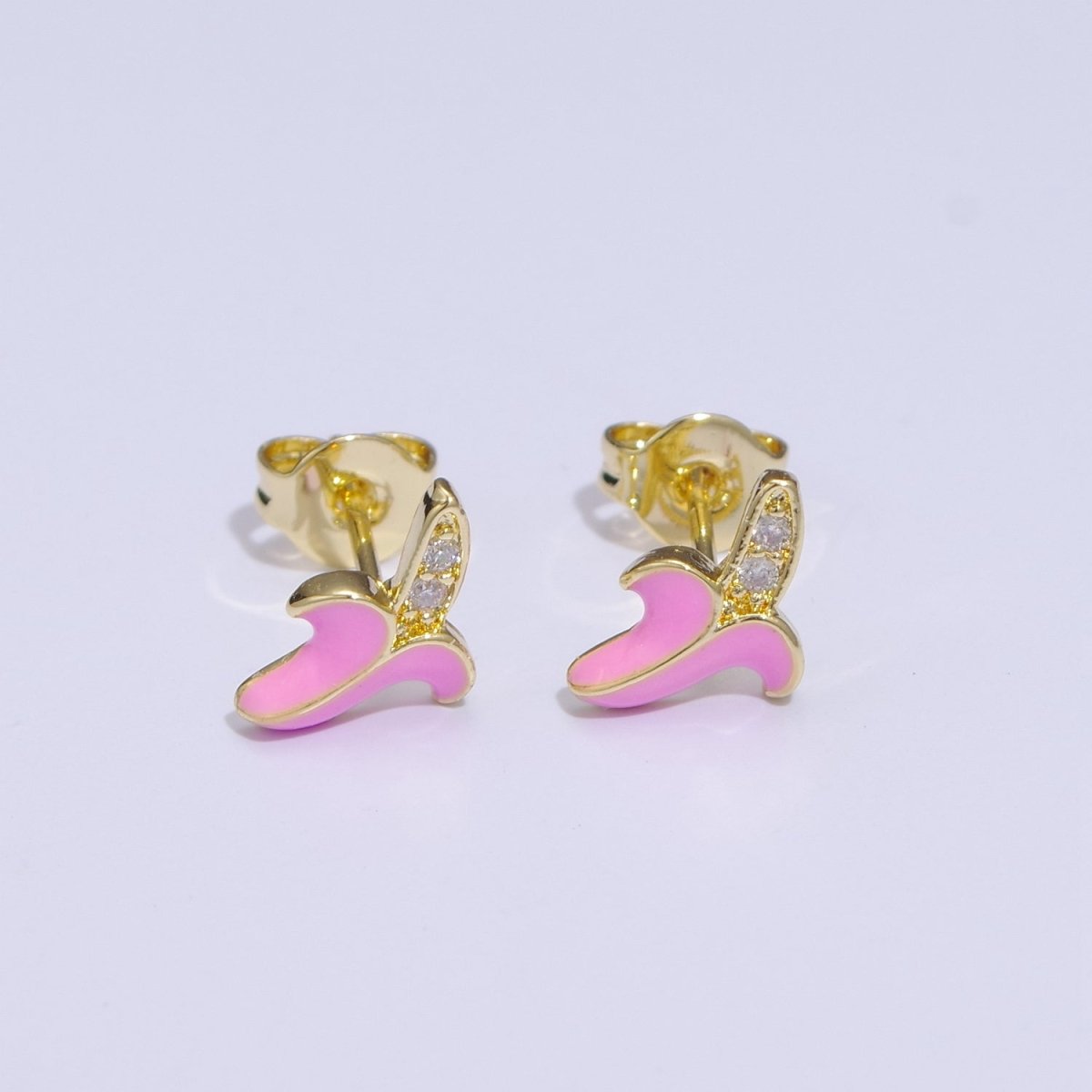Tiny banana stud earrings, dainty banana earrings, unique fruit earrings, fruit jewelry T-150 ~ T-154